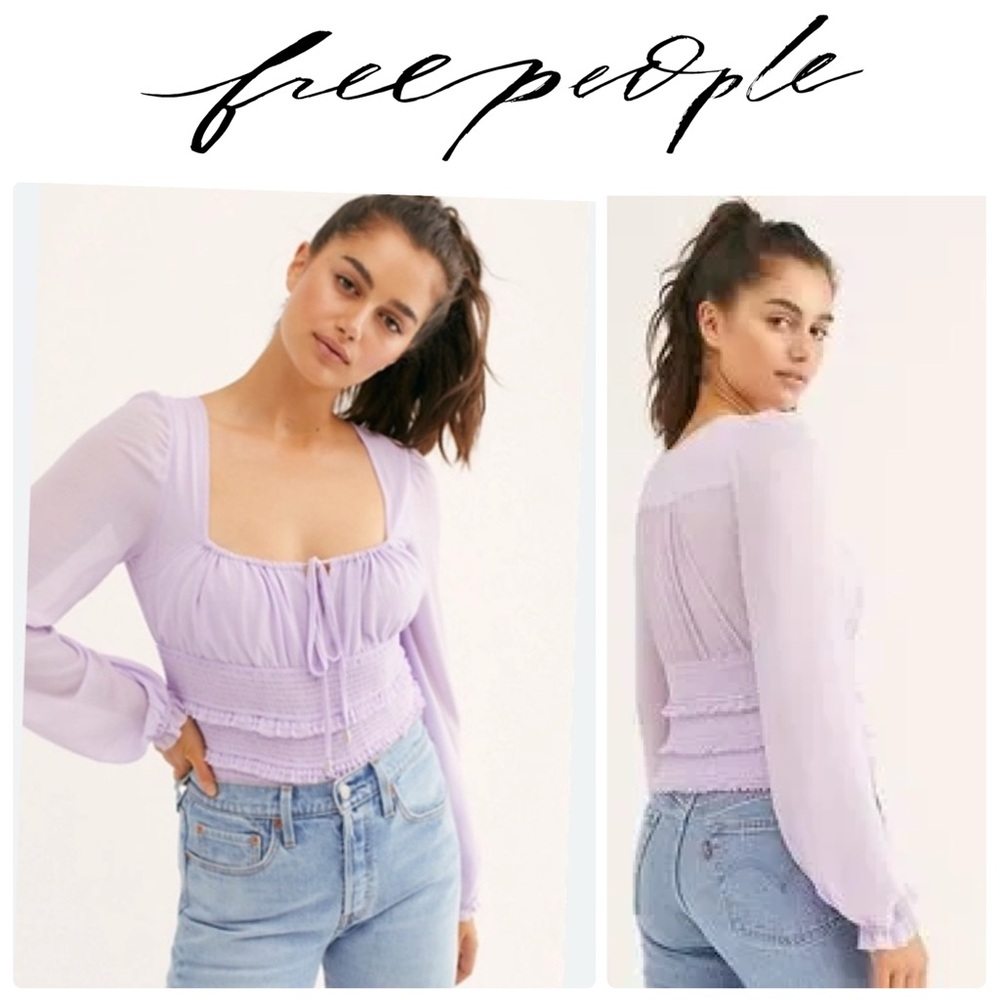 Free People Solid Lolita Top Blouse in Light Purple